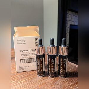 Lot of 3 - Revolution Liquid Highlighter.  Shade: Unicorn Elixir. Sealed.